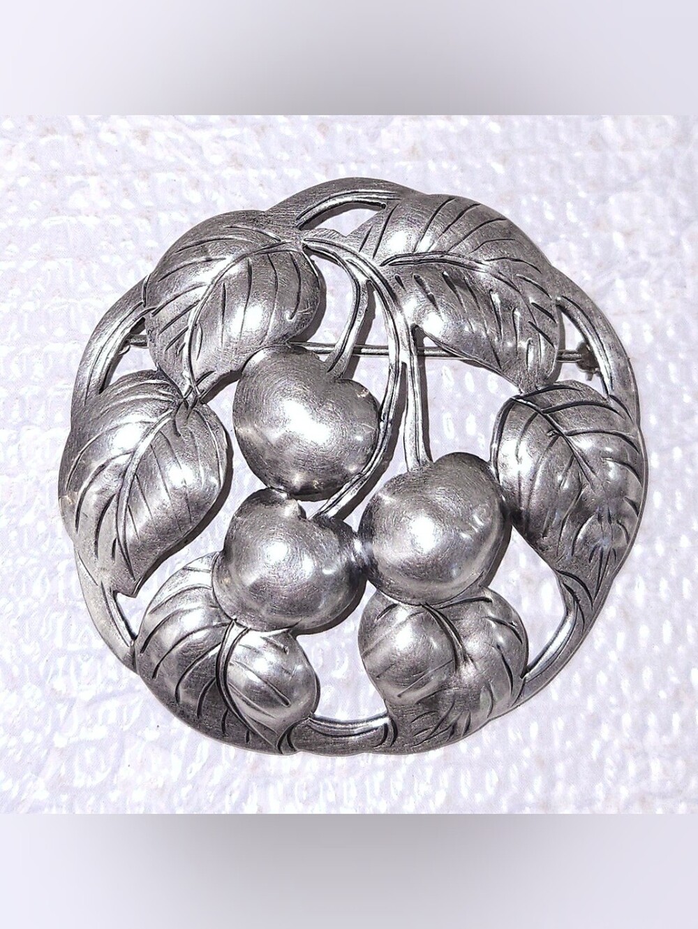 Vintage KALO Sterling Silver Brooch Cherries Floral 1920's Art Deco Signed